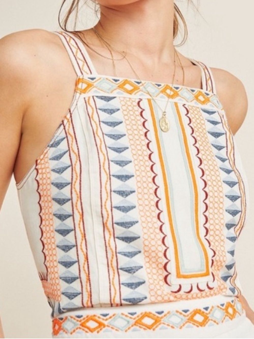 Anthropologie Islander embroidered cropped top sz 8